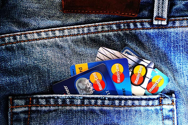 Credit cards in a back pants pocket