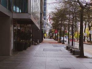 image of empty commercial street in Washington D.C.